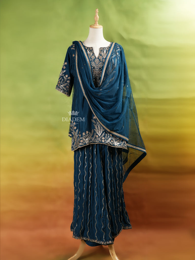 Peacock Blue Palazzo Suit