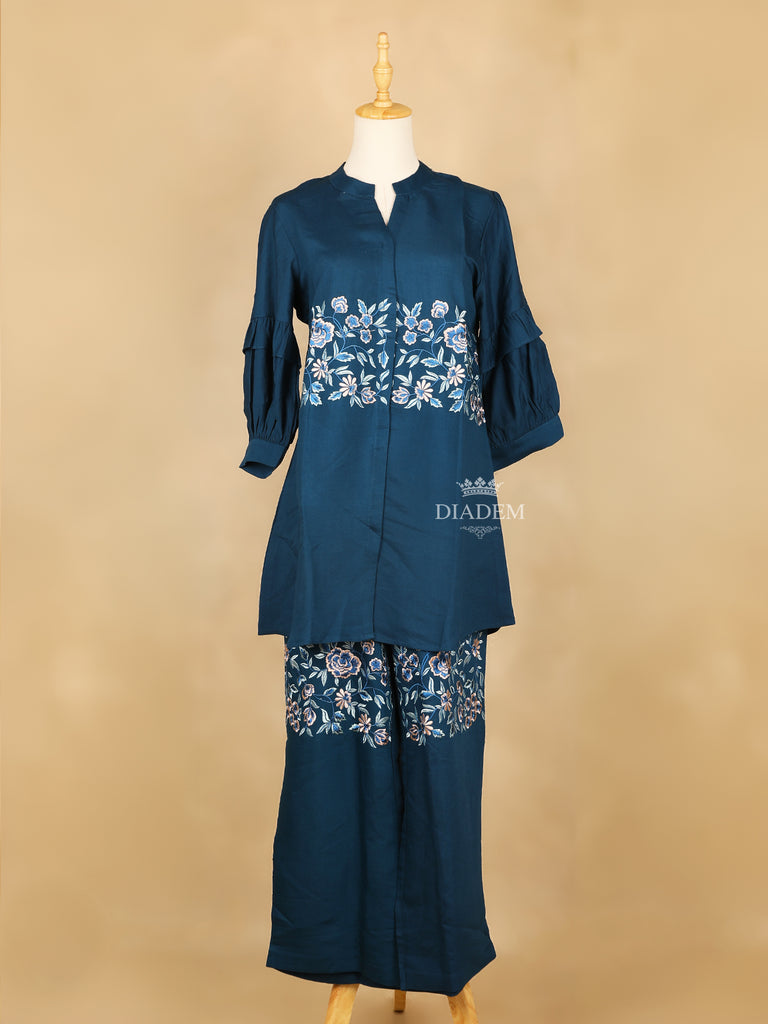 Peacock Blue Salwar Suit Flower