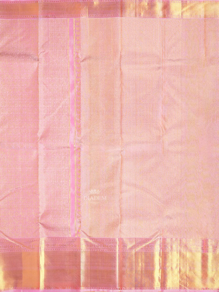 Peacock and Chakaram Patterns Pink Pure Kanchipuram Silk