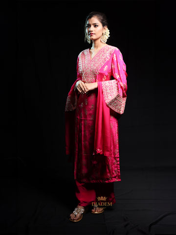 Party Wear Pink Palazzo Suit with Floral