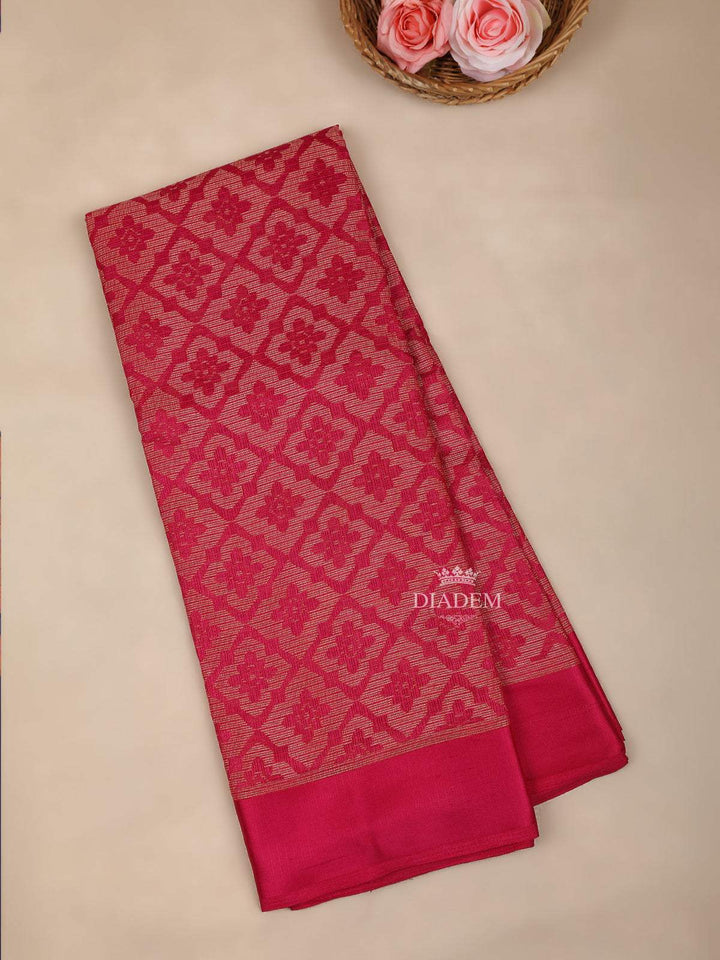 Pink Brasso Saree With Floral Motifs on the Body with Matching Border - Diadem