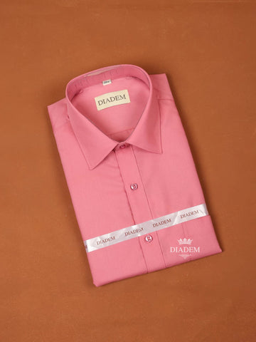 Pink Cotton Plain Full Sleeve Shirt