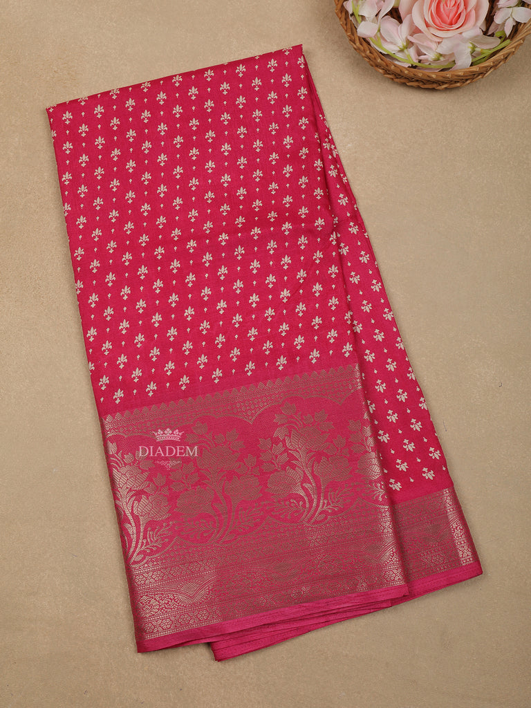 Pink Floral Designed Chanderi Silk