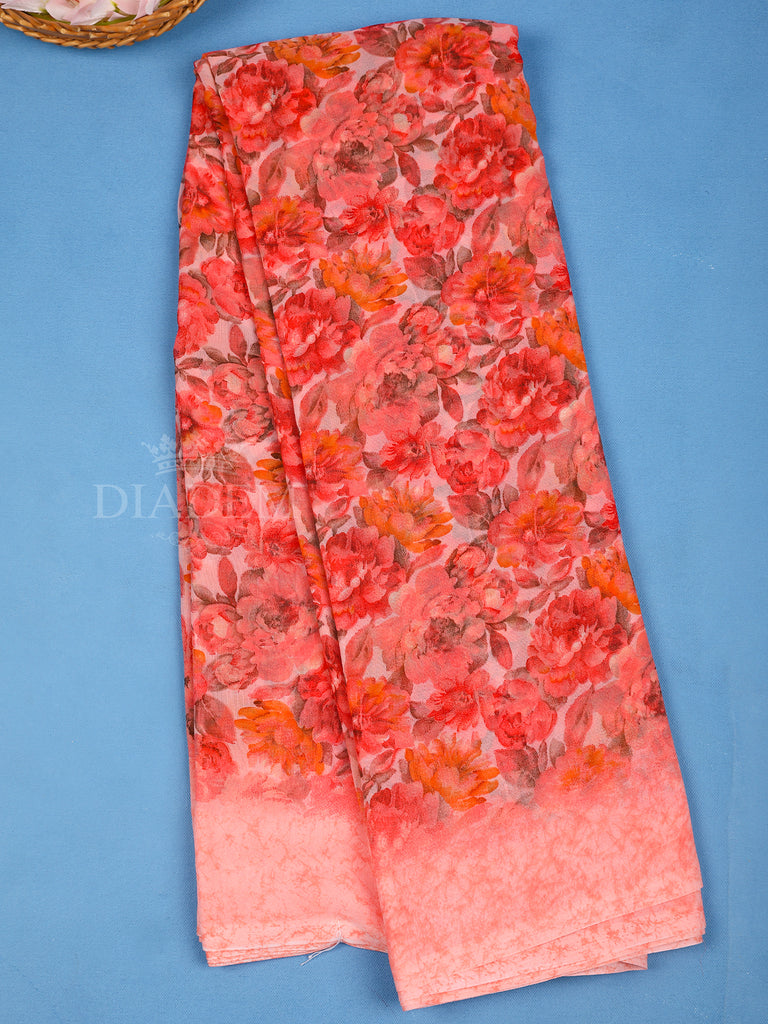 Pink Floral Designed Georgette Saree