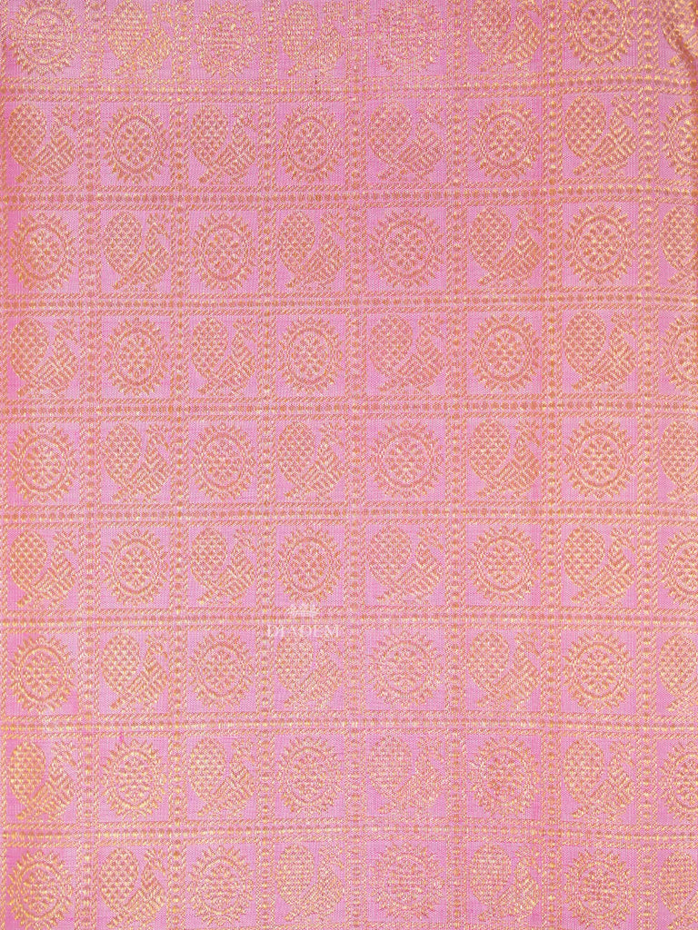 Pink Kanchipuram Silk Saree Peacock and Chakaram