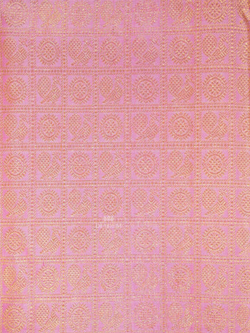 Pink Pure Kanchipuram Silk Saree with Peacock and Chakaram Patterns on the Body and with Broad and Small Border - Diadem