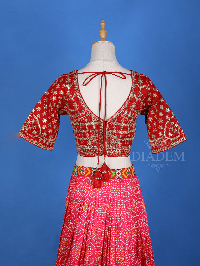 Pink Lehenga Adorned with Floral Design