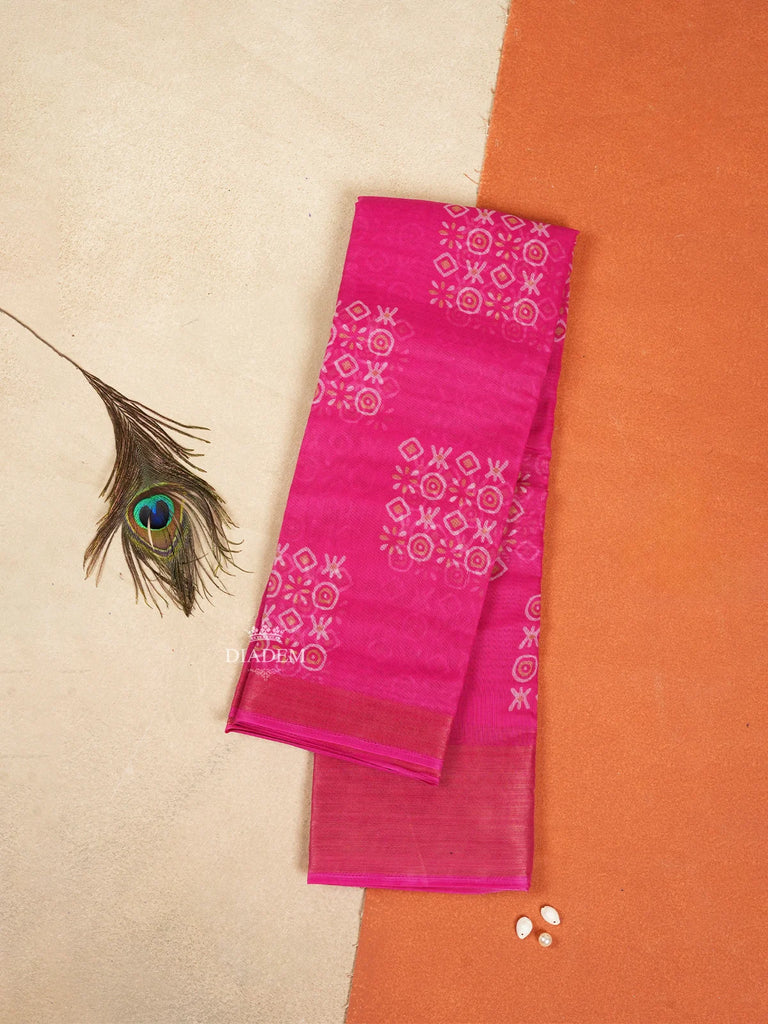 Pink Linen Cotton Saree