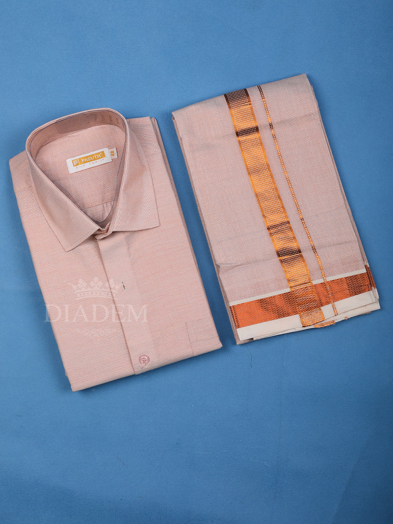 Pink Plain Silk Shirt With Dhoti