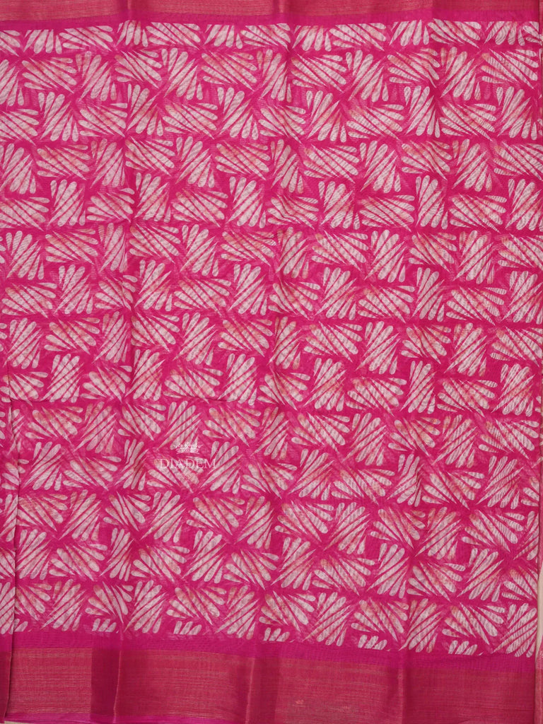 Matching Border Pink Linen Saree