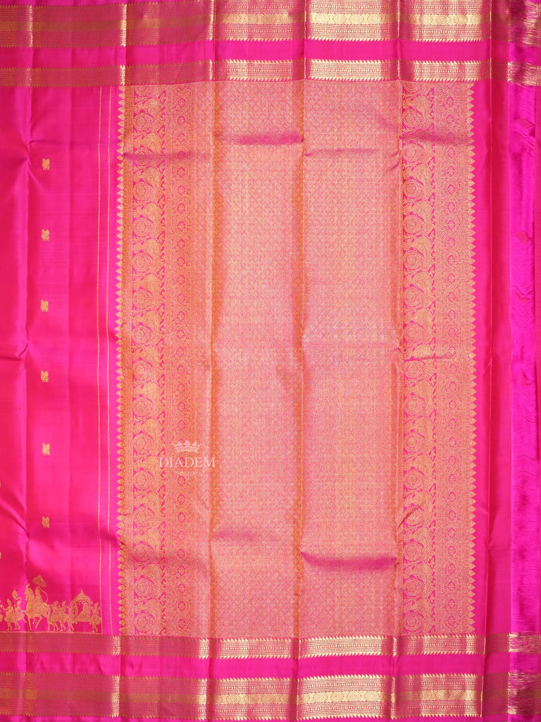 Pink Silk Saree Kanchipuram with Peacock Motifs