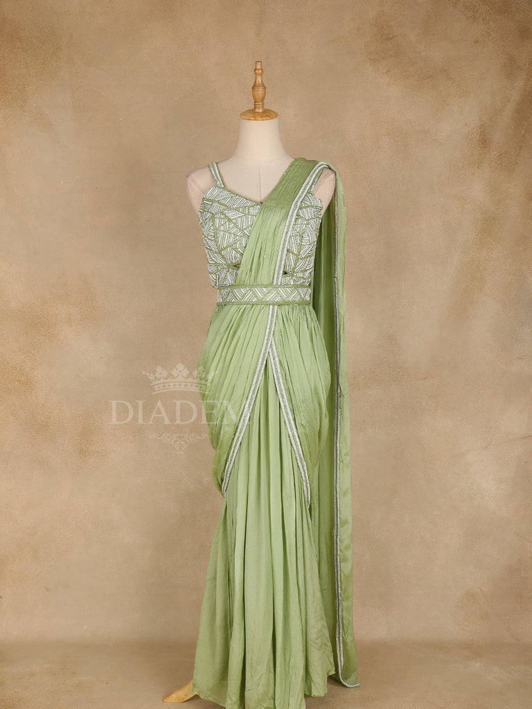 Pista Green Ready-to-Wear Saree