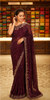 Deep Wine Heavy Sequins and Beads Embroidered Design Pure Organza Fancy Saree with Scalloped Border