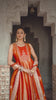 Rust Orange Floral Embroidered Tissue Silk Anarkali Salwar Suit