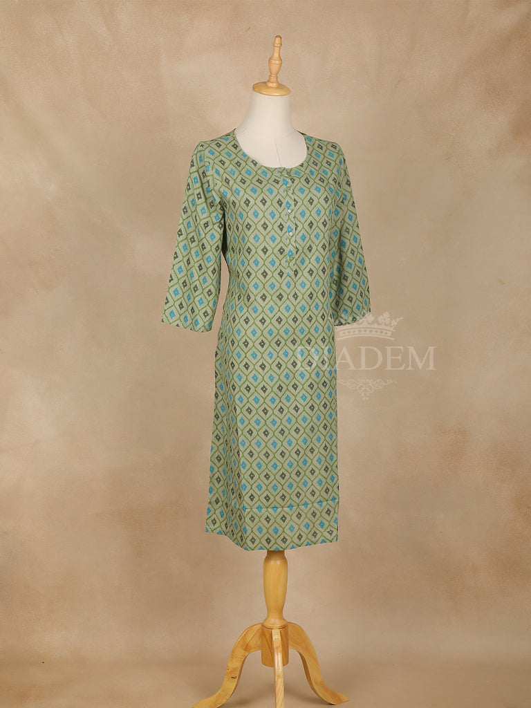 Printed Cotton Kurti Green Checks