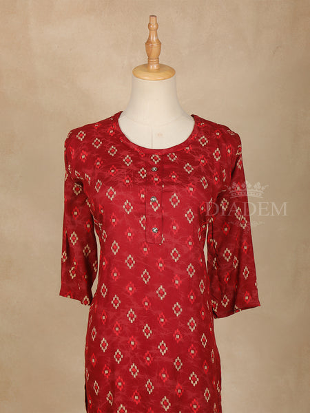 Printed Designs Cotton Kurti U-Neck