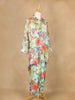 Mint Green Salwar Suit Adorned with Printed Flower Design and with Collar and 3/4 Sleeve - Diadem