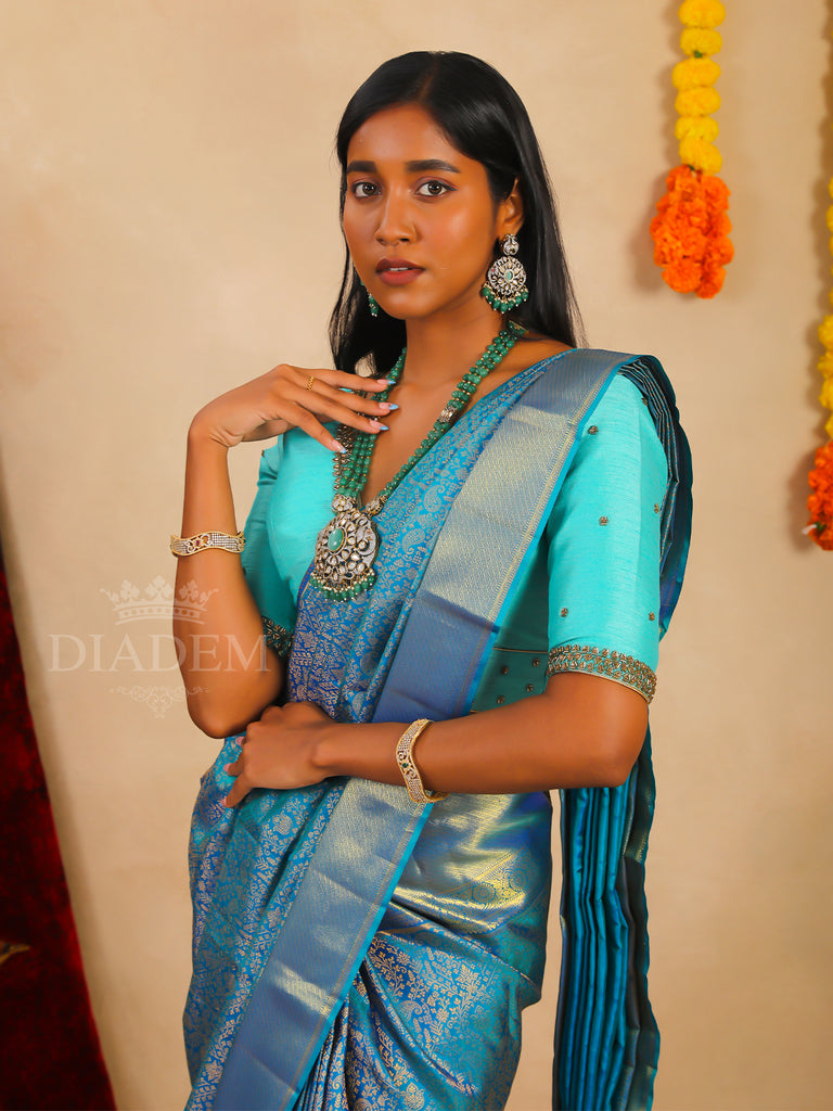 Monotone Blue Silk Saree for Weddings