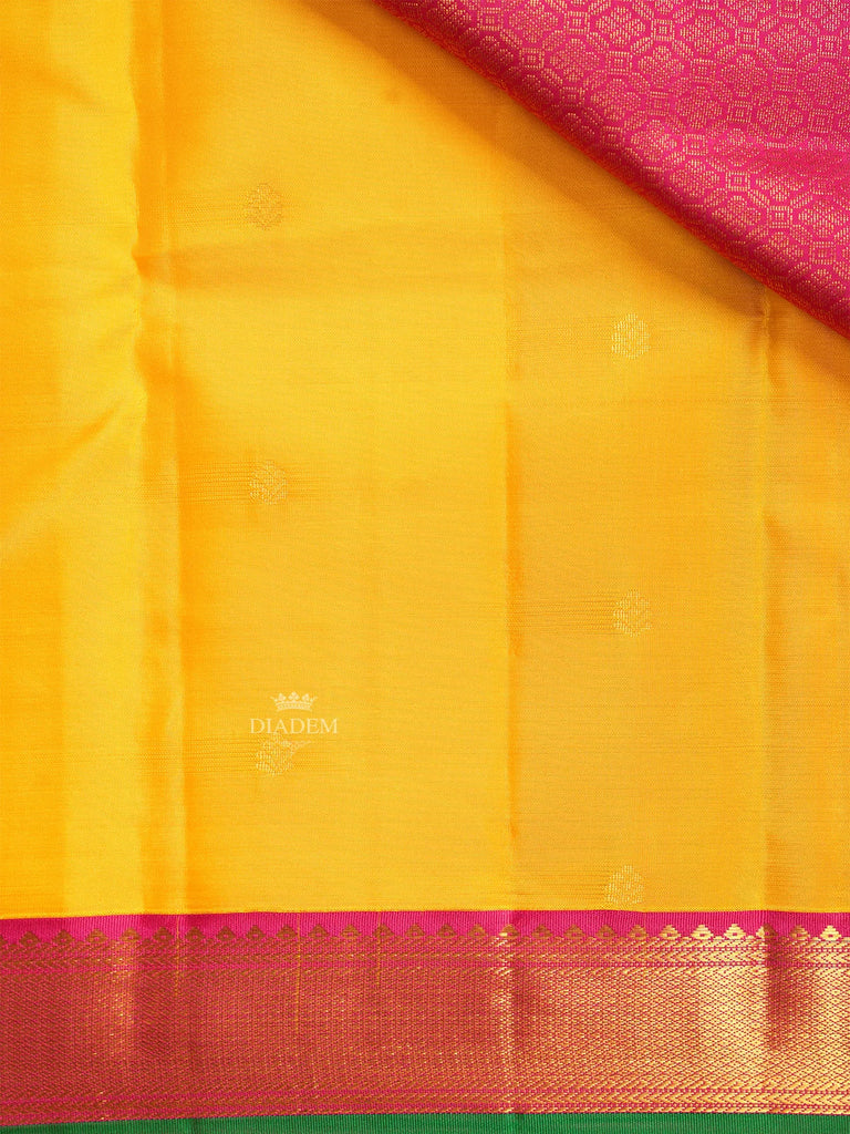 Pure Kanchipuram Silk Saree in Bright Yellow