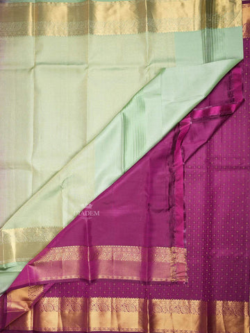 Purple Pure Kanchipuram Silk Saree with Small Floral Design on the Body with Zari Border - Diadem