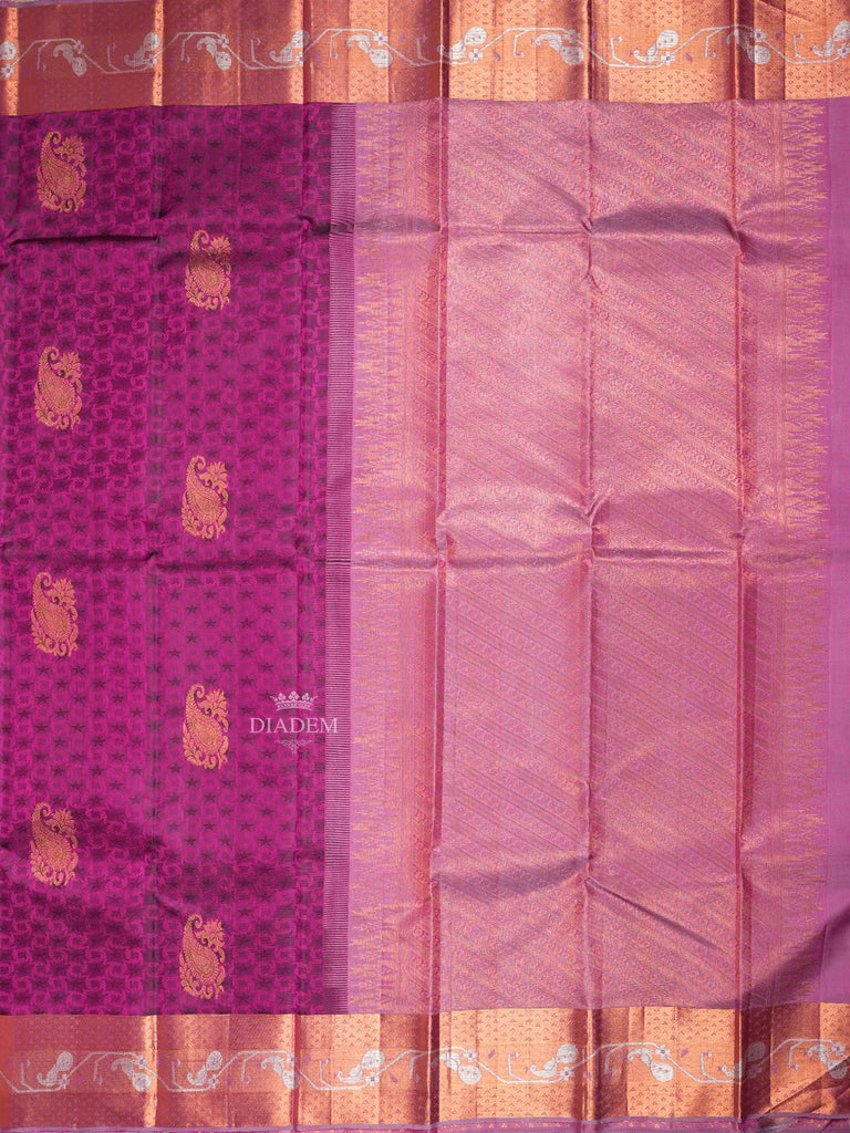 Purple Silk Saree Kanchipuram with Geometric