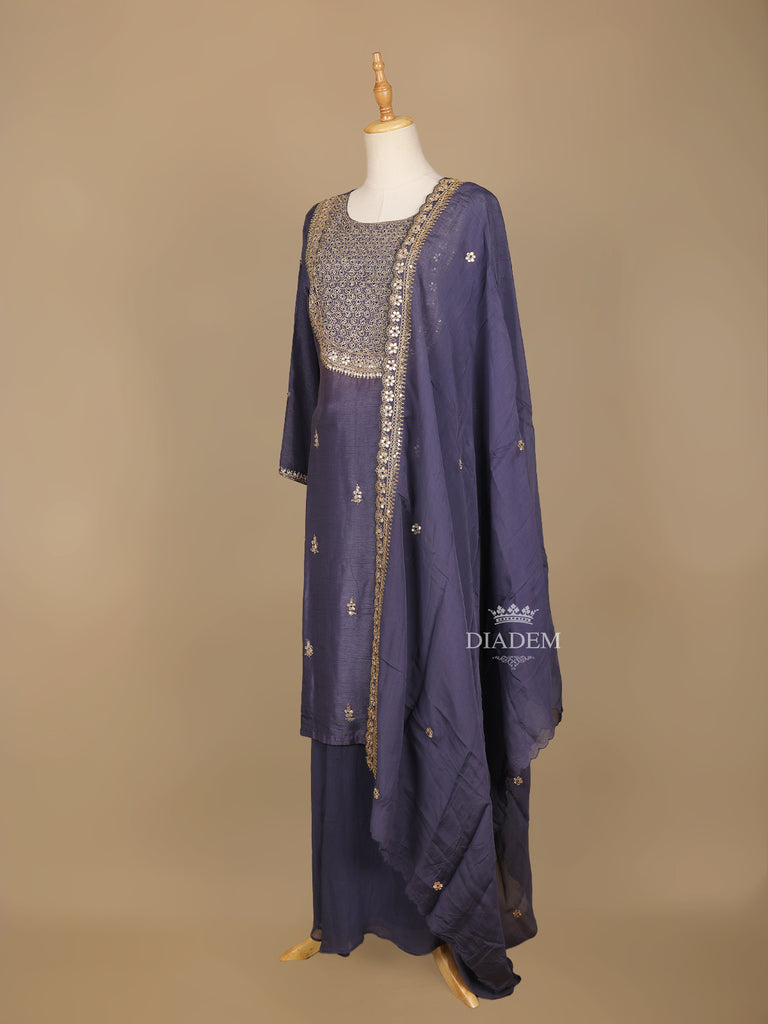 purple Paired Dupatta Suit