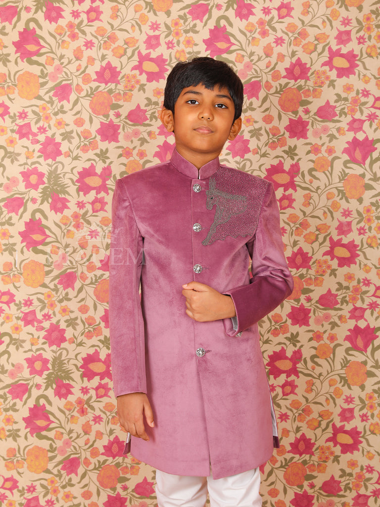 Purple Velvet Purple Sherwani