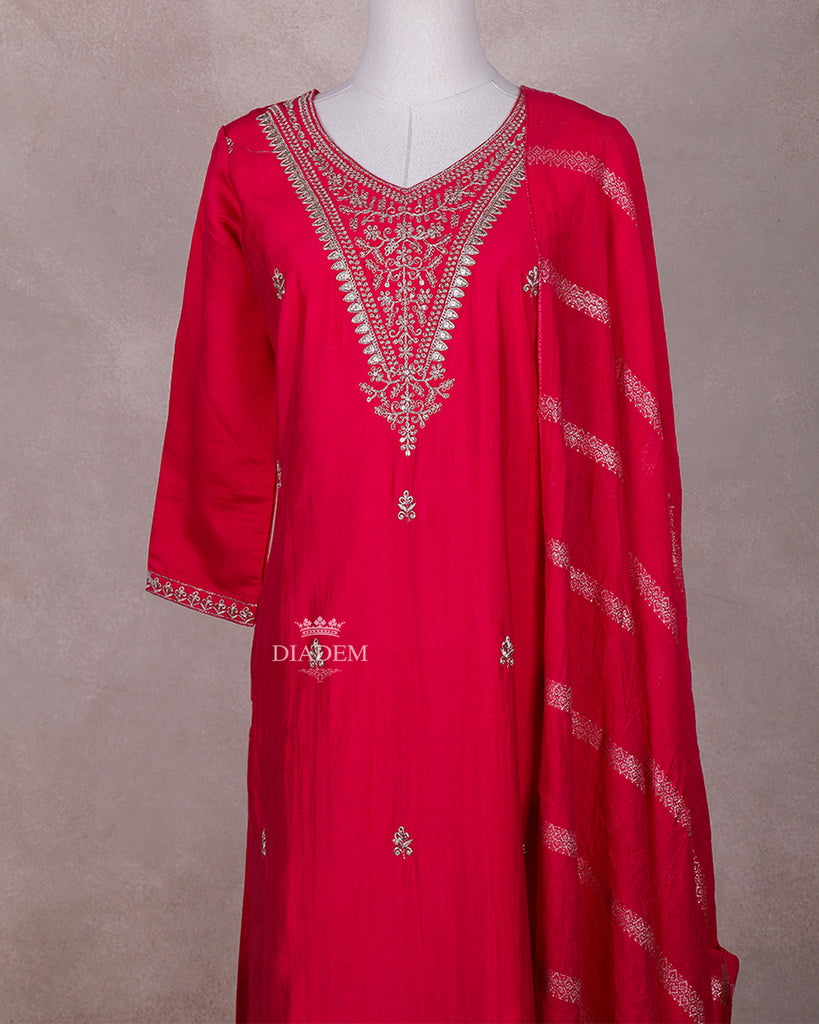 Queen Pink Straight Cut Salwar Suit