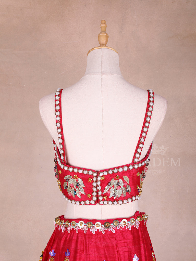 Red floral beads matching-dupatta