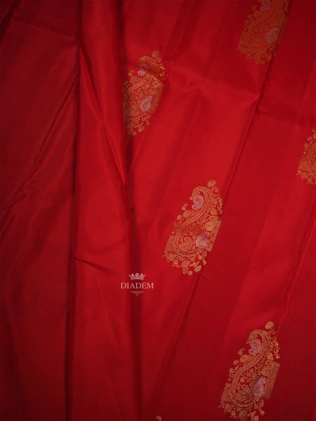 Red Kanchipuram Silk Saree Paisley Design