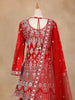 Red Full Sleeve Designer Bridal Lehenga with Floral Embroidery