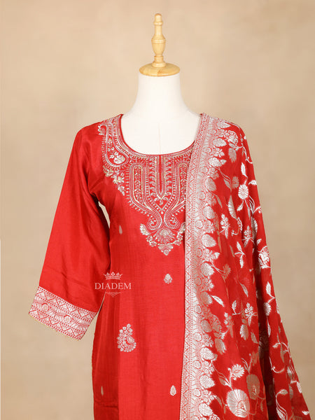 Red Straight Cut Salwar