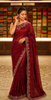 Deep Crimson Red Heavy Sequins and Beads Embroidered Design Pure Organza Fancy Saree with Scalloped Border