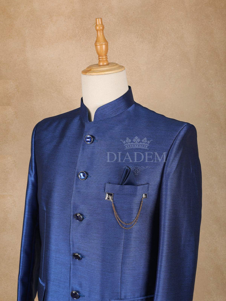 Royal Blue Solid Jodhpuri Men s Suit