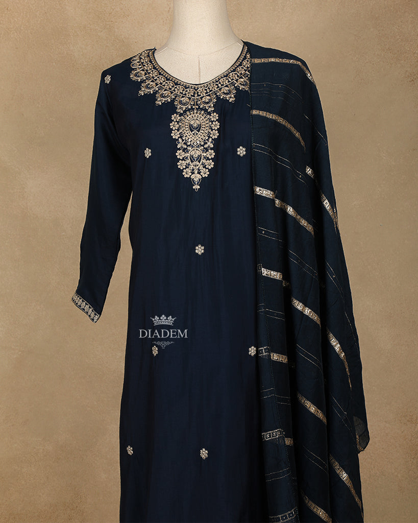 Royal Blue Straight Cut Salwar Suit