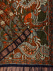 Rust Orange Cotton Saree with Multicolor Floral and Peacock Designs on the Body and With Matching border - Diadem
