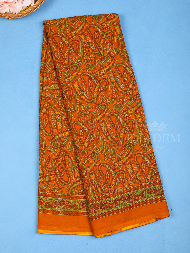 Rust Orange Paisley Printed Saree