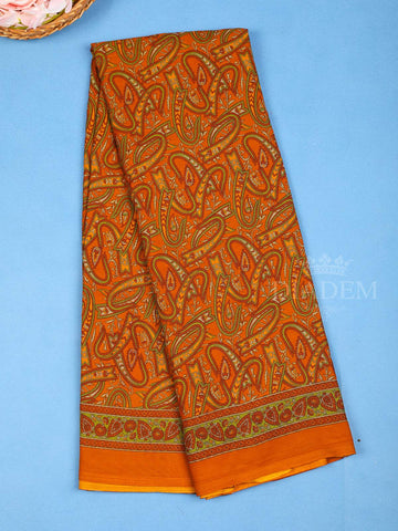 Rust Orange Paisley Printed Georgette Saree - Diadem