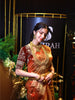 Antique Copper Maroon Geometric Zari Woven Design Pure Kanchipuram Silk Bridal Wear Saree with Matching Grand Gold Zari Border