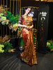 Antique Copper Maroon Geometric Zari Woven Design Pure Kanchipuram Silk Bridal Wear Saree with Matching Grand Gold Zari Border