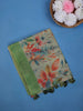sage green Floral Design Semi Tissue Saree - Diadem
