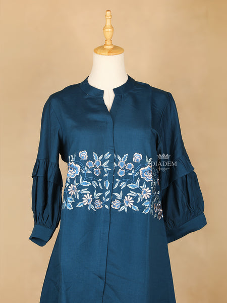 Salwar Suit Peacock Blue Flower