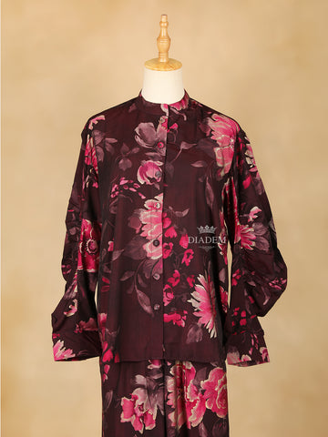 Salwar Suit Wine Printed Flower