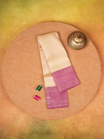 Sandal Pure Kanchipuram Silk Saree with Floral Patterns on the Body and with Contrast Designed Border - Diadem