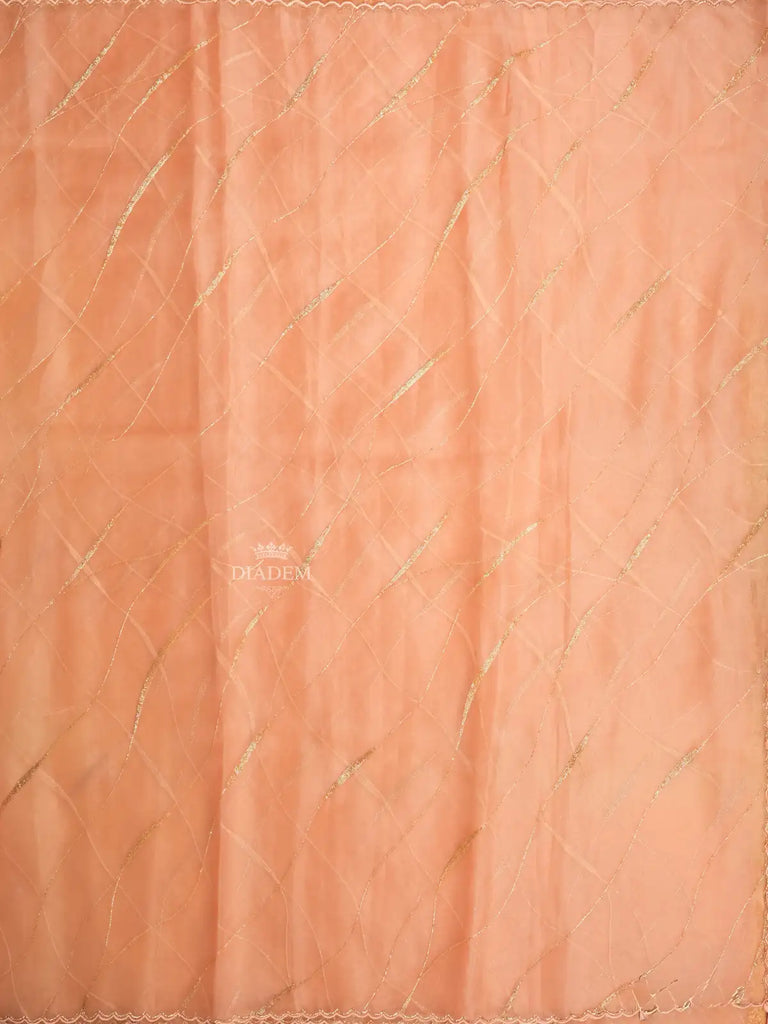 Scalloped Border Peach Organza Saree