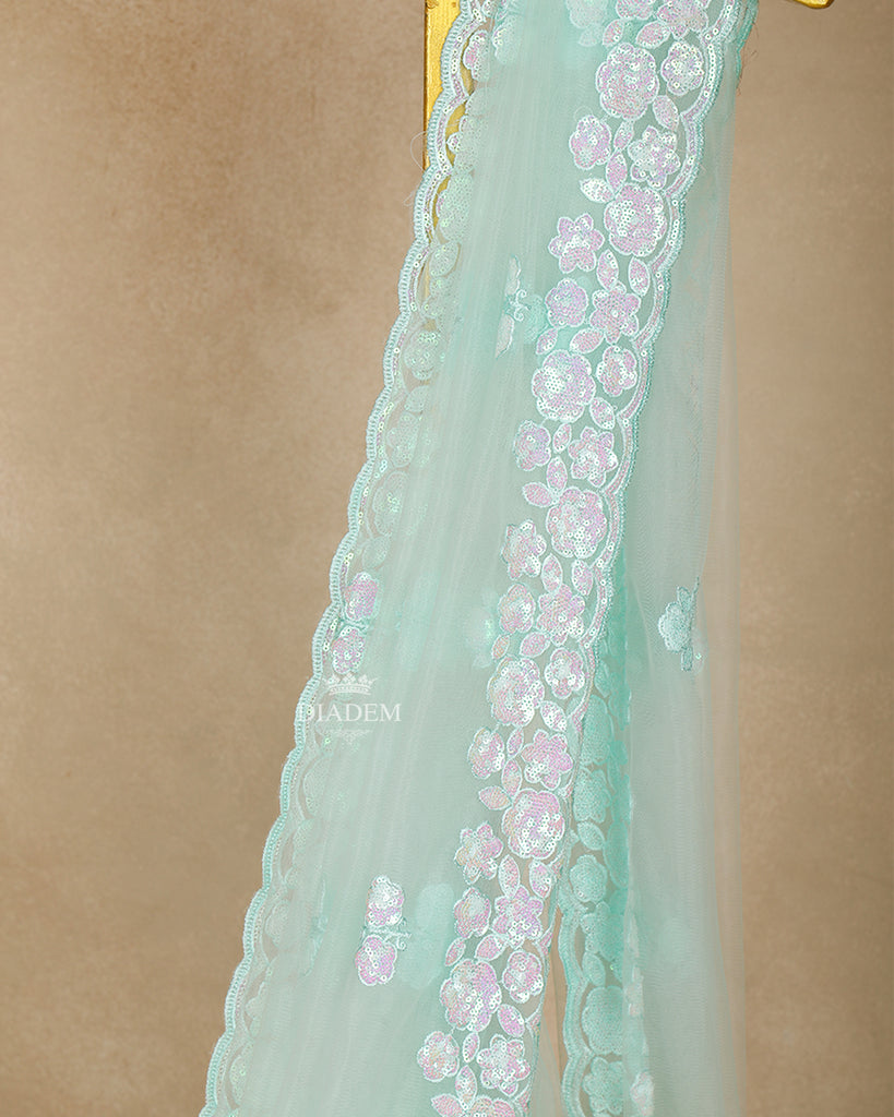 Sequin Embroidery Designed Sky Blue