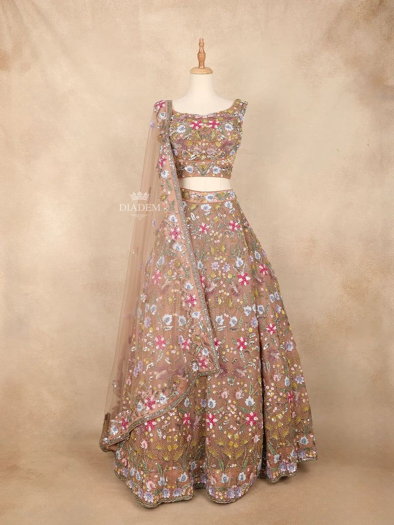 Sequins and Floral Embroidered Lehenga