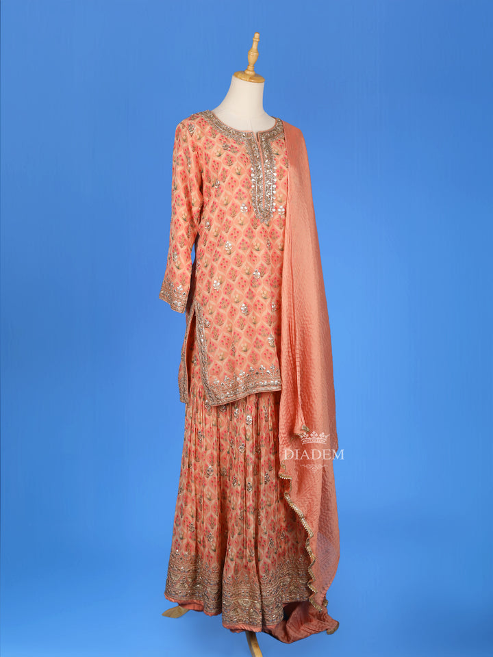 Peach Sharara Set