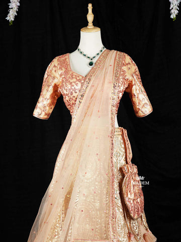 Orange Couple Pair Set Dress Adorned with Floral Embroidery Design Lehenga and Sherwani - Diadem