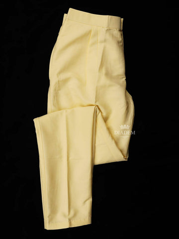 Pale Yellow Indo-Western Sherwani Suit with Birds and Elephant designs, with Pant - Diadem